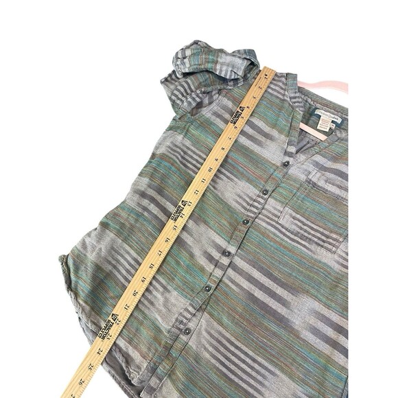 Carbon2Cobalt Women's Carefree EarthyButton Down Shirt Top Striped Size M Ikat - Picture 7 of 8